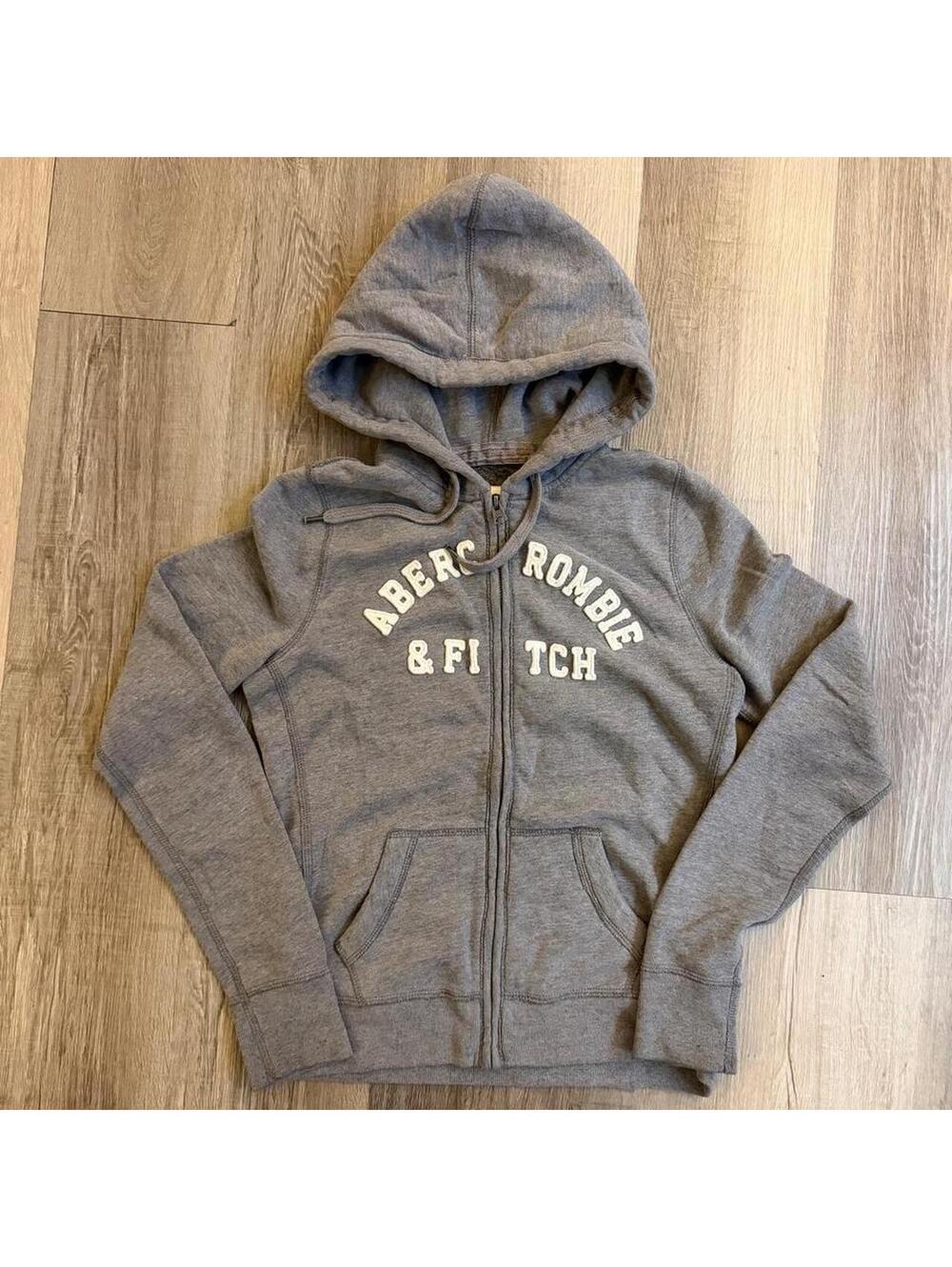 Y2K women's  Gray Abercrombie & Fitch zip up hoodie sz L #abercrombie #preppy